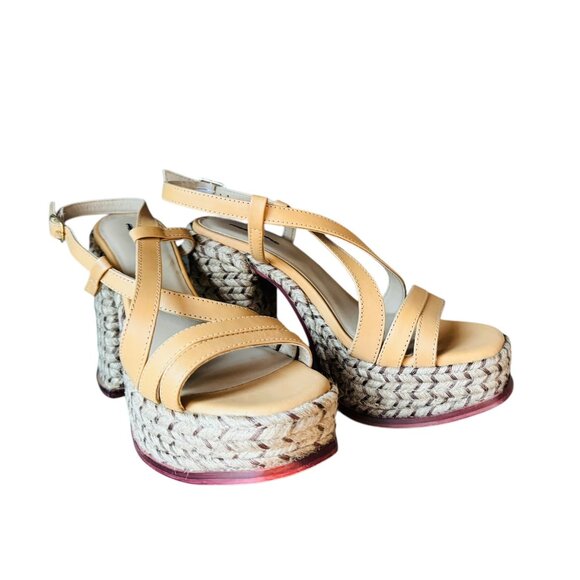 Free People Fahn Jute Strappy Platform Rope Wedge Sandal Size 8 Natural Beige - Picture 8 of 8